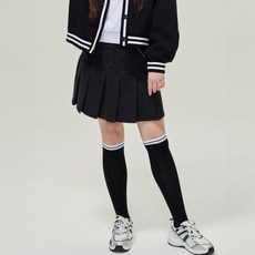 applepink 女童鏈條裝飾丹寧百褶裙