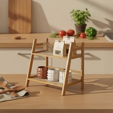 MF商店 歐洲風木質索瓦多用途原木木質收納書桌層架, 棕色, 2層
