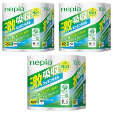 nepia 王子 激吸收廚房紙巾 每卷400抽, 4捲, 3袋