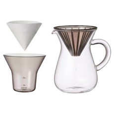 KINTO SCS手沖咖啡壺組(濾紙型), 1組, 300ml, 濾杯 + 玻璃咖啡壺 + 濾杯盛皿 + 瀘紙