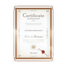 FOSO 玻璃A4獎狀框證書相框-四角花金,精緻典雅,適用辦公室居家, 1入