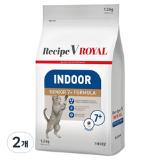 유한양행레시피브이 고양이 로얄 인도어 7+ 포뮬러 기능성사료, 시니어, 1.2kg, 2개