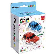 PicassoTILES 畢卡索 軌道賽車組 2個 發光 LED 賽車, 1組, 藍色 + 紅色