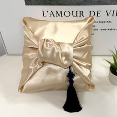 MAME 高級絲綢包袱巾 + 流蘇掛飾組合, 1套, 金色 + 海軍藍