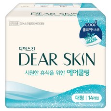 디어스킨 에어쿨링 생리대 날개형, 대형, 14개입, 1세트
