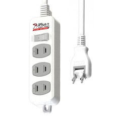 iPlus 保護傘 1切3座2P 180度平貼插頭延長線, 1.8m, 白色, 1個