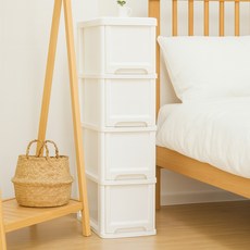 보노하우스 국내 제조 모던 슬림 틈새 서랍장 4단, 화이트, 4개