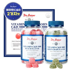 닥터브라이언 복숭아맛 비타민 C&D 3000 100p + 청포도맛 비타민 C&D 구미 젤리 100p 세트, 1세트
