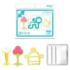 ange 手環固齒器組合 香蕉 + 草莓 + 長頸鹿手環, 牙刷 + 固齒器 + 手環型固齒器 + 3種專用收納盒, 黃色(手環型固齒器), 1套