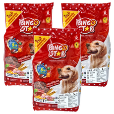BINGOSTAR 汪斯塔 美味成犬糧，原味，含5種必需營養素, 牛肉 + 雞肉, 1kg, 3包