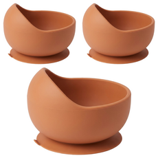 矽膠吸盤蝸牛碗 底部吸盤設計 耐摔矽膠材質 經得起寶寶考驗, 焦糖橘色, 1組