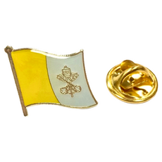 A-ONE 匯旺 梵諦岡國旗別針 2個, 鐵烤漆+波麗/電鍍青銅, 15mm x 12mm, 彩色, 1件