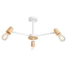 HoneyComb 北歐風橡木半吸頂燈三燈, 1入, 木色