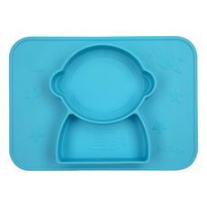 Nuby 矽膠分隔餐盤, 太空人 藍, 1個, 分隔餐盤
