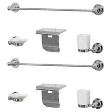 浴室配件4件組 SW650, 銀色, 2套