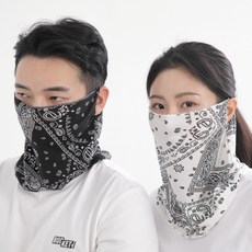 A-VIC SPORTS 戶外運動摩托車抗UV防紫外線棉質多功能頭巾頸圍 2入, 白色, 黑色