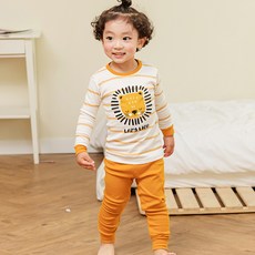Maykids 童款30支棉獅子條紋長袖長褲套裝
