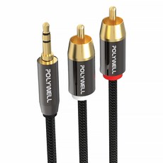 POLYWELL 寶利威爾 3.5mm立體聲轉RCA音源線 1m, PW15-W52-B020, 1條
