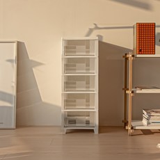 아임홈리빙 베이직 서랍장, 화이트 + 투명, 5단