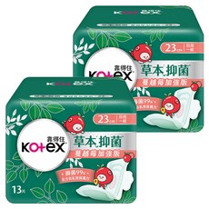 Kotex 靠得住 草本抑菌蔓越莓加強版衛生棉 日用, 2包, 13片, 23cm