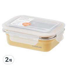 LocknLock 樂扣樂扣 不鏽鋼彩色容器 黃色 LST501YEL, 2個, 400ml