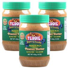 테디 땅콩버터 99.2% 슈퍼청키, 454g, 3개