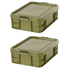 KEYWAY 聯府 強固型掀蓋整理箱 YKK211 21L, 綠色, 2個