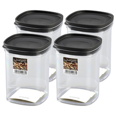 inomata 可標記日期塑膠食物保鮮罐, 透明罐身, 拿取東西更便利快速, 520ml, 4個