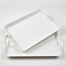 나우필 손잡이 핸들 카페 사각 트레이, 화이트, 2개