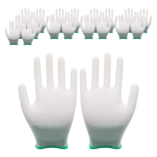 嘉鴻牌 合手型棉紗手套_pu塗掌手套(白色)_l碼 10雙/包 工作手套 防滑手套 耐磨手套, 1入