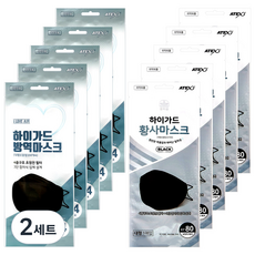 아텍스 아이러브에어 하이가드 방역 황사마스크 대형 블랙 KF94 5p + KF80 5p, 2세트