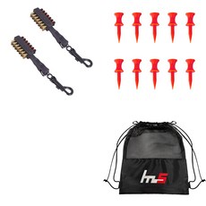 NAYASTYLE 高爾夫球桿頭清潔器 2入 隨機出貨+PE 高爾夫短球梯 10入 紅色+收納袋套組 GFYP-31-5+169-1PU, 混合顏色