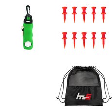 NAYA STYLE 高爾夫球袋+PE Golf Short Short Tee 10P+Pouch Set GFYP-136-2+169-1PU 綠色（袋裝），紅色（Golf Tee）, 綠色（小袋），紅色（高爾夫球座）