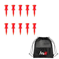 NAYASTYLE 塑膠球梯 10入 + 收納袋組, 紅色(高爾夫球釘), 11個