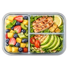 발룬피니 내열유리 나눔 칸막이 밀폐용기, 1개, 직사각 1040mL 3칸