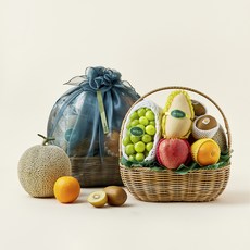 온브릭스 프리미엄 과일바구니 8종 선물세트 중대형 2호 4.96kg + 고급보자기, 1세트