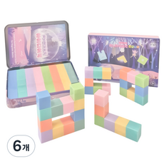 벨베이비 휴대용 틴케이스 미니 자석블럭 2cm 39p, 한글나라(파스텔), 6개