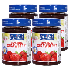 마인탈 설탕을 넣지 않은 유기농 딸기잼, 200g, 4개