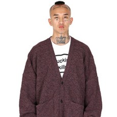 AJOBYAJO 蛤殼圖案馬海毛開襟衫 AJ224OT009BU