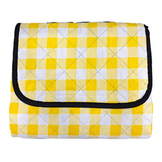 超聲波三層厚防水野餐墊 黃色格紋