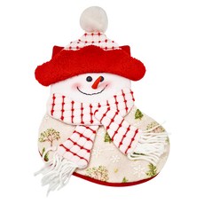 毛球帽聖誕襪 3歲以上, 雪人 白色 + 紅色, 1雙