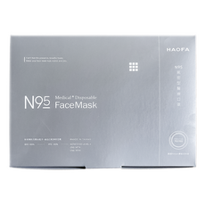 HAOFA 氣密型N95立體醫療口罩 S, 霧黑色, 30片, 1盒