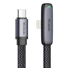 Mcdodo 麥多多 TR 90度發光 Type-C to 8 Pin PD高速充電線, 1.2m, 黑色, 1個