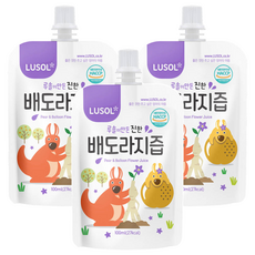 LUSOL 嬰幼兒果汁 雪梨桔梗, 韓國國產無農藥蔬果製成, 無添加砂糖、防腐劑, 吸嘴帶包裝 隨時飲用, 100ml, 3包