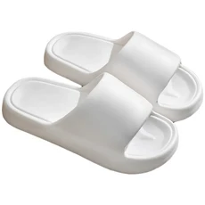 超厚造型踩屎感拚色eva軟底防滑耐磨拖鞋(白色 40-41), 白色, 40-41, 1入