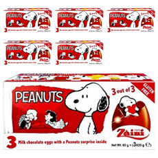 Zaini 阿尼 驚喜蛋 史努比系列, 3入 牛奶巧克力蛋 含花生驚喜, 60g, 6盒