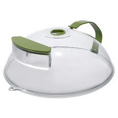 新注水保鮮微波防濺加熱蓋, 1個, 透明色 + 綠色