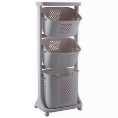 LIVENS 移動式三層洗衣籃, 灰色
