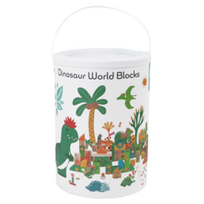 Classic WORLD 客來喜 經典木玩 恐龍世界積木桶 20150, 混和顏色, 1個