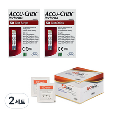 로슈 아큐첵 퍼포마 혈당시험지 50개입 x 2p + 알콜솜 100p 세트, 2세트